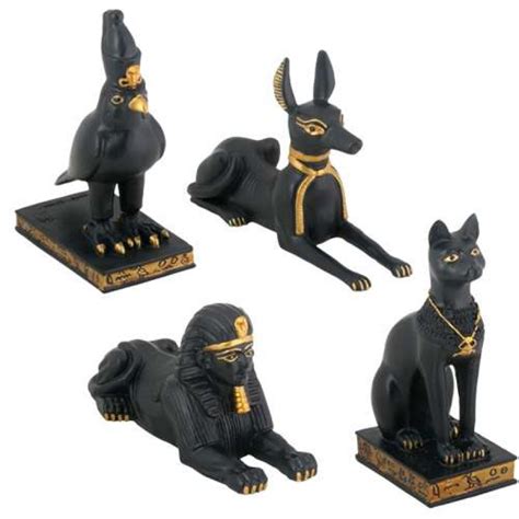 Egyptian Animal God 4 Piece Statue Set - Mini Statues