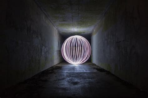 Premium Photo | Light painting in tunnel