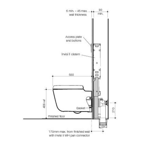 the diagram shows an open toilet and its measurements