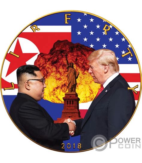 ATOMIC HANDSHAKE Kim Jong-un Donald Trump Walking Liberty 1 Oz Silver ...