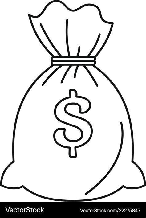 Money bag icon outline style Royalty Free Vector Image