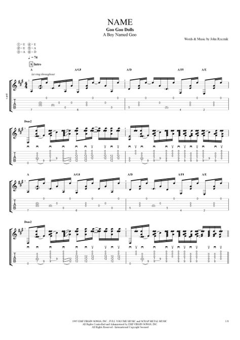 Name by Goo Goo Dolls - Full Score Guitar Pro Tab | mySongBook.com