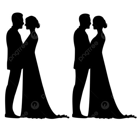 Wedding Couple Kissing Silhouette PNG Free, 2 Wedding Couple Silhouette ...