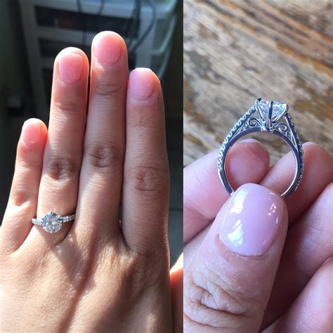 My beautiful custom-made engagement ring! It's a modified Tiffany's setting. Details on the ...