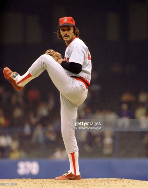 Dennis Eckersley, of the Boston Red Sox, pitching during a game from ...