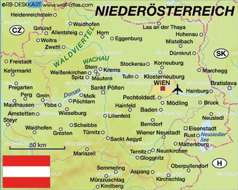 Map of Lower Austria (Region in Austria) | Welt-Atlas.de