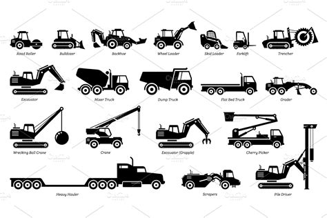 Construction Vehicles Types Icons | Icons ~ Creative Market