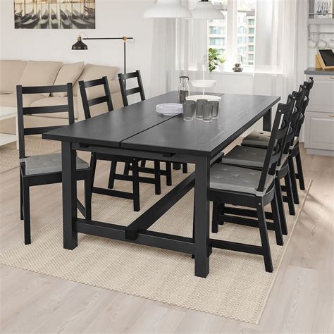 IKEA NORDVIKEN / NORDVIKEN Black, Black Table and 6 chairs | Dining table with leaf, Dining ...