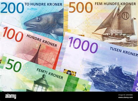 Norwegian money - Krone a business background Stock Photo - Alamy