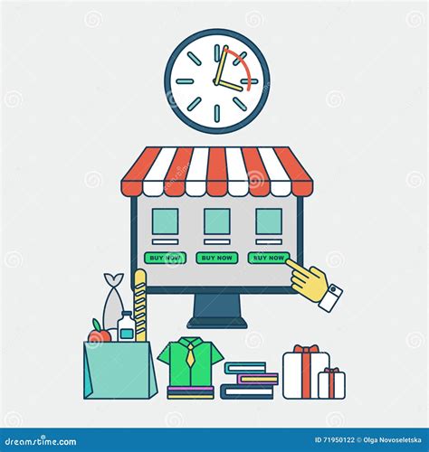 Online Shopping Saving of Time Stock Vector - Illustration of internet ...