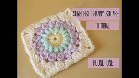 CROCHET: Sunburst granny square tutorial: ROUND ONE | Bella Coco - YouTube