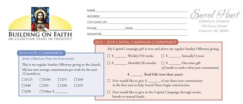 Church Capital Campaign Pledge Card Samples - Church Development