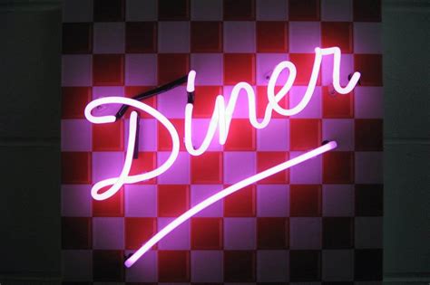 "Diner" Neon Sign on Checked Background | Neon Creations