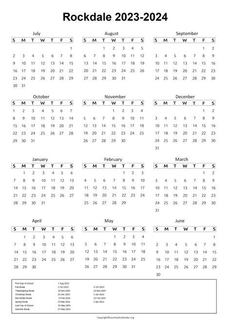 Rockdale County Schools Calendar with Holidays 2023-2024