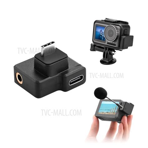 Microphone 3.5mm/USB-C Adapter Audio External Mic Mount for DJI OSMO Action