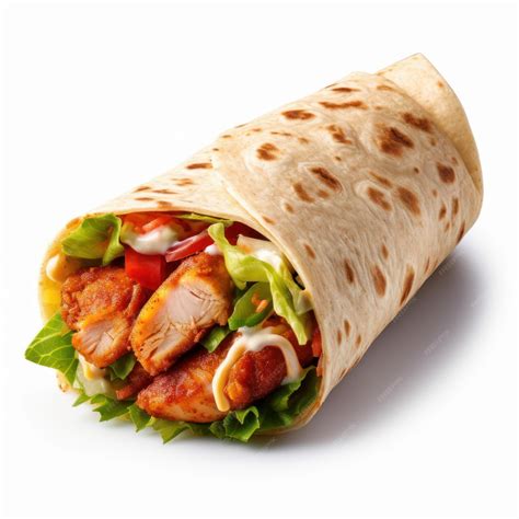 Premium AI Image | Chicken kebab in a tortilla wrap isolated on white ...