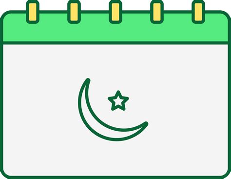 Crescent Moon Symbolic Calendar Grey And Green Color. 24214848 Vector ...