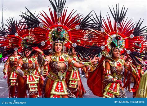 Santa Cruz De Tenerife, Spain, Canary Islands February 13, 2018: Carnival Dancers on the Parade ...