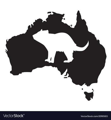 Tasmanian devil white silhouette Royalty Free Vector Image