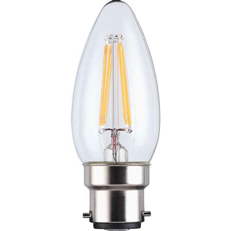 Wilko 1 Pack Bayonet B22/BC LED Filament 470 Lumens Candle Dimmable ...