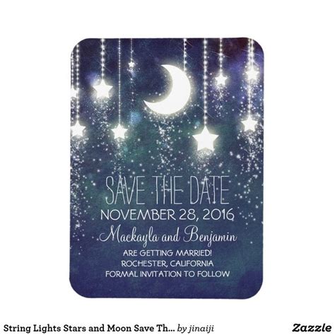 String Lights Stars and Moon Save The Date Magnet | Zazzle | Save the ...