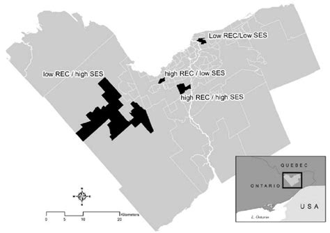 Ottawa neighbourhood study map and the four study neighbourhoods ...