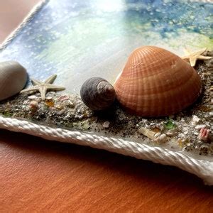 Beach Art Tile Art Shells Sea Glass Nautical Art Decor - Etsy