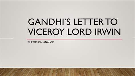 Gandhi's Letter to Viceroy Lord Irwin - DocsLib