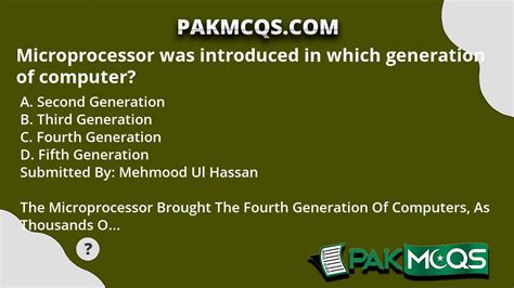 Microprocessor was introduced in which generation of computer? - PakMcqs