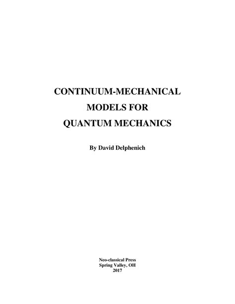 (PDF) Continuum-mechanical models for quantum mechanics