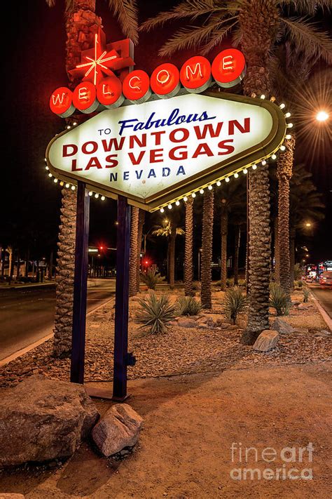 R.I.P. Welcome to Downtown Las Vegas Sign at Night Photograph by Aloha Art - Fine Art America