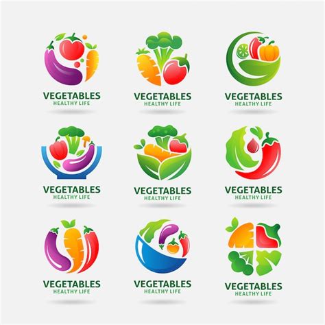 Premium Vector | Collection of vegetables logo