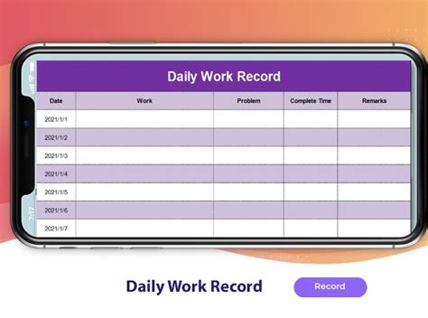 Daily Work Log Excel Template