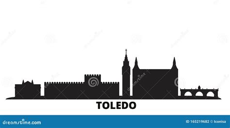 Spain, Toledo City Skyline Isolated Vector Illustration. Spain, Toledo ...