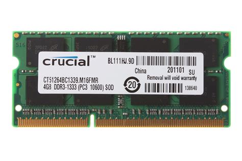 Crucial 4GB 4 GB PC3-10600S DDR3-1333MHz 204PIN CL9 SO-DIMM RAM Laptop ...