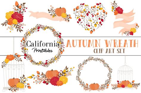 Autumn Fall Wreaths Clip Art Set | Illustrations ~ Creative Market