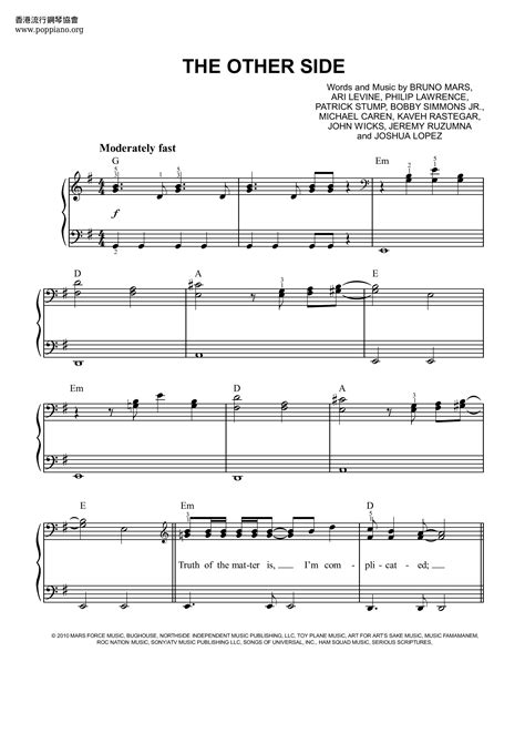 The Other Side | Sheet Music | Piano Score Free PDF Download | HK Pop ...