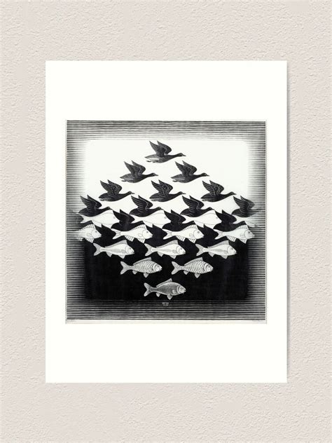 "MC Escher Sky and Water I 1938 Artwork for Posters Prints Tshirts Men Women Kids" Art Print by ...