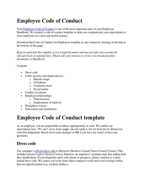 Employee Code of Conduct | PDF | Employment | Social Media