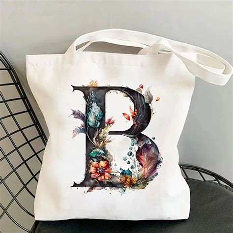 Alphabet Flower Canvas Tote Bags – BooyoShop