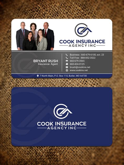 Upmarket, Bold, Insurance Business Card Design for Cook Insurance Agency by Sandaruwan | Design ...