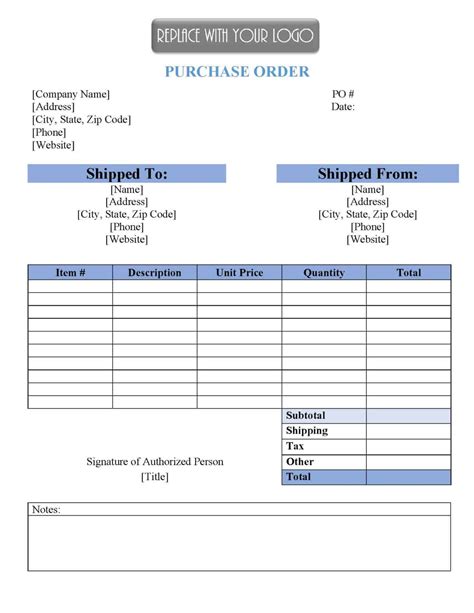 FREE Purchase Order Template | Instant Download