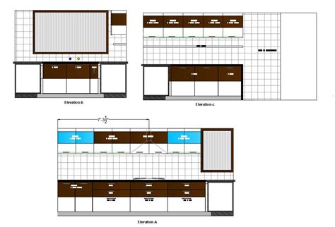 Modular Kitchen Elevation And Furniture Design 2d Autocad Drawing Free ...