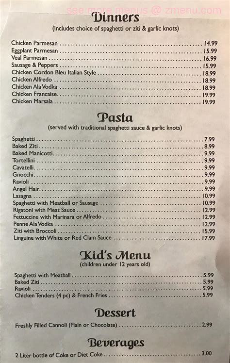 Menu at Gigi's Pizza and Pasta restaurant, Spring Hill