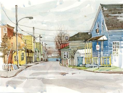 Urban Sketchers: Small town | Urban sketchers, Watercolor architecture ...