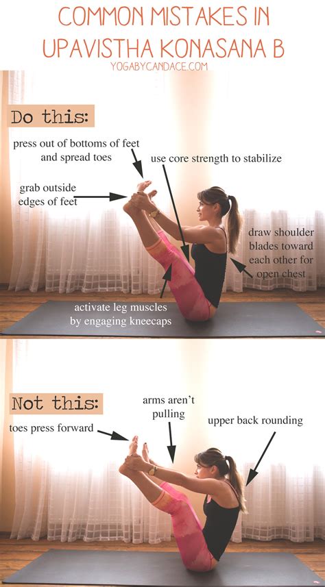 Common Mistakes in Upavistha Konasana B — YOGABYCANDACE | Upavistha konasana, Yoga fitness, Yoga