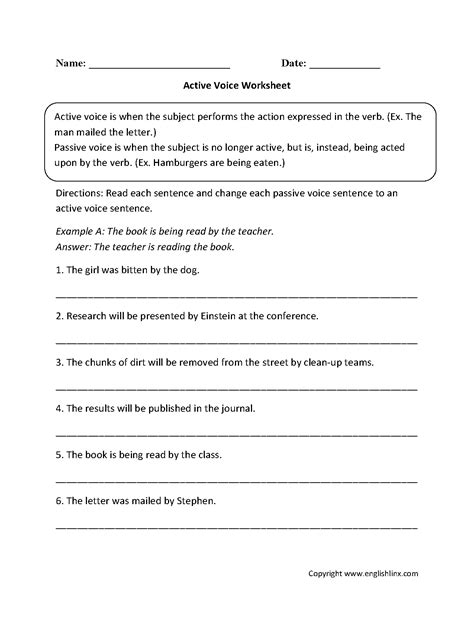 Active Passive Voice Worksheet – English Worksheet