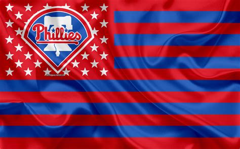 Download wallpapers Philadelphia Phillies, American baseball club, American creative flag, red ...