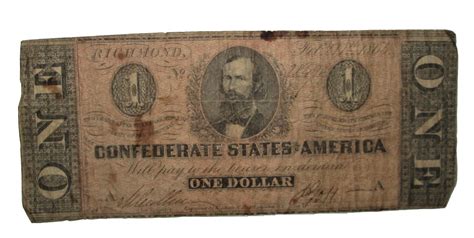 Original Confederate One-Dollar bill, 1864 (ON HOLD,GW) - Yankee Rebel Antiques