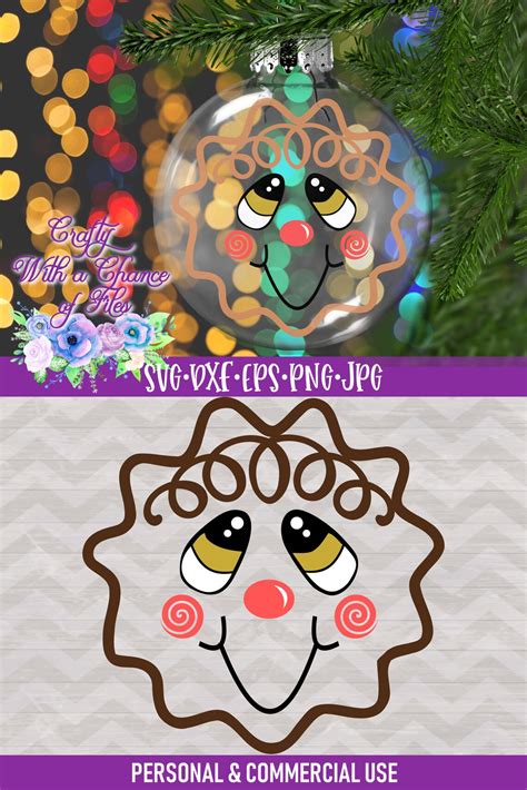 Gingerbread Man Face SVG Christmas Ornament & Wine Glass - Etsy